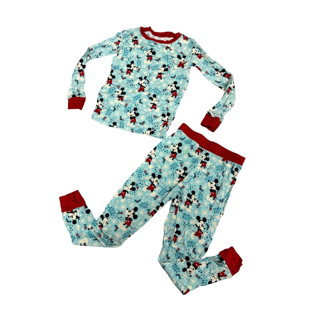 Little Sleepies Disney Mickey Mouse Winter Bamboo Pajama Set Blue Red 4T